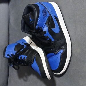 Blue and Black Nike Jordan High Top Sneakers